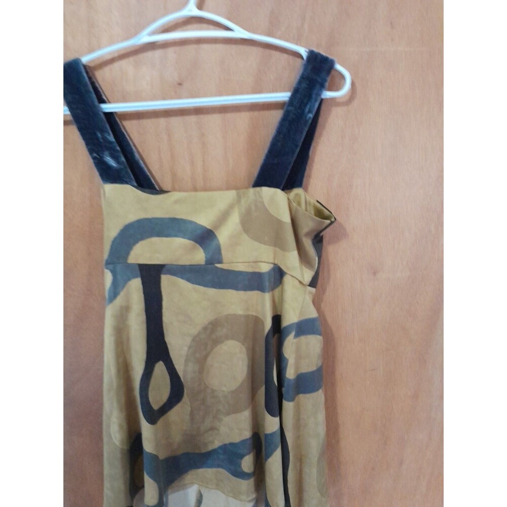 Simply Vera Wang GOLD/ BLUES Tank Top Size 6 Womens 1/2 Zip Side  VERY PRETTY